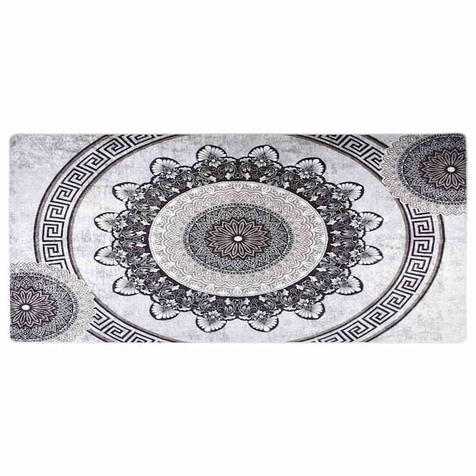 vidaXL - Vloerkleed - wasbaar - 80x300 - cm - zwart - en - grijs