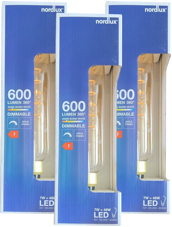 3 x Nordlux Buislamp Giant Spiraal Dimbaar Gold 7w (48W)