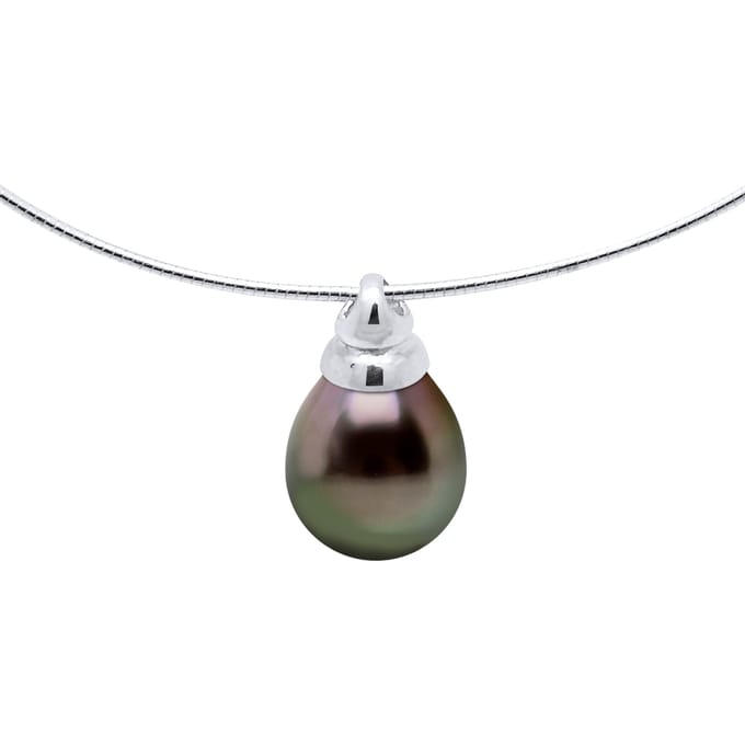 Ketting Tahitiaanse parel hanger Pear 9-10 mm OMEGA 925
