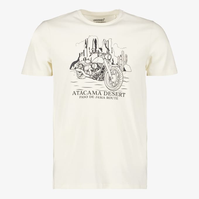 Unsigned heren T-shirt met opdruk creme - Beige - Maat XL