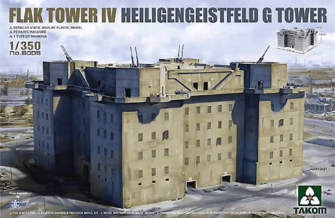 Takom Modelbouwpakket Militaire voertuigen - 6005 Flak Tower IV Heiligengeistfeld G Tower Plastic - 1:350 - Modelbouw