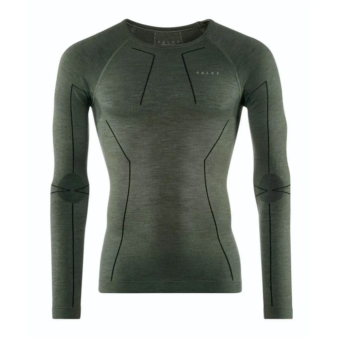 FALKE Wool-Tech Longsleeve sneldrogend wol functioneel functioneel shirt met lange mouwen heren groen - maat M