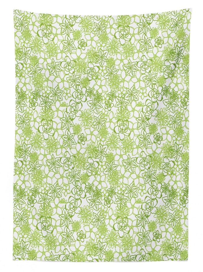AbakuHaus tafelkleed – Aster Calendula-kunst – 140 x 170 cm – limegroen/wit