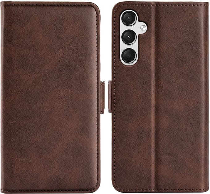 MobyDefend Hoesje - Geschikt voor Samsung Galaxy A25 - Luxe Wallet Book Case (Sluiting Zijkant) - Bruin