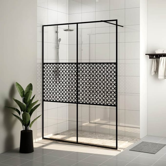 vidaXL - Inloopdouchewand - 140x195 - cm - ESG-glas - transparant - en - zwart