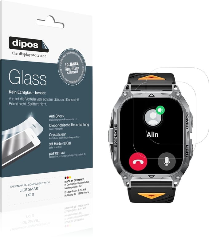 dipos – 2x Pantserfolie geschikt voor LIGE SMART TX13 | 9H Screenprotector