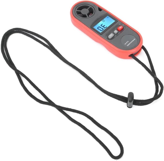 Digitale Anemometer - Windsnelheidsmeter - Weer Meten - Zesblad Ontwerp - 12 cm - Zwart