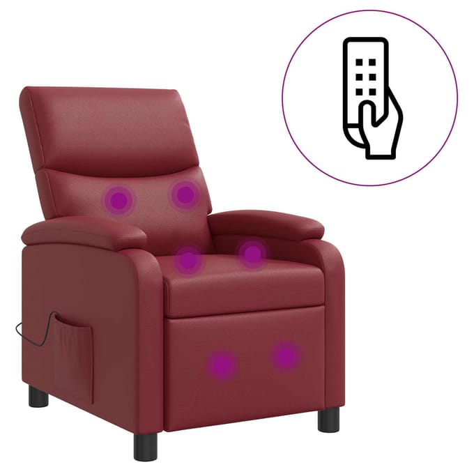 vidaXL - Massage - Relaxstoel - Wijnrood - Kunstleer