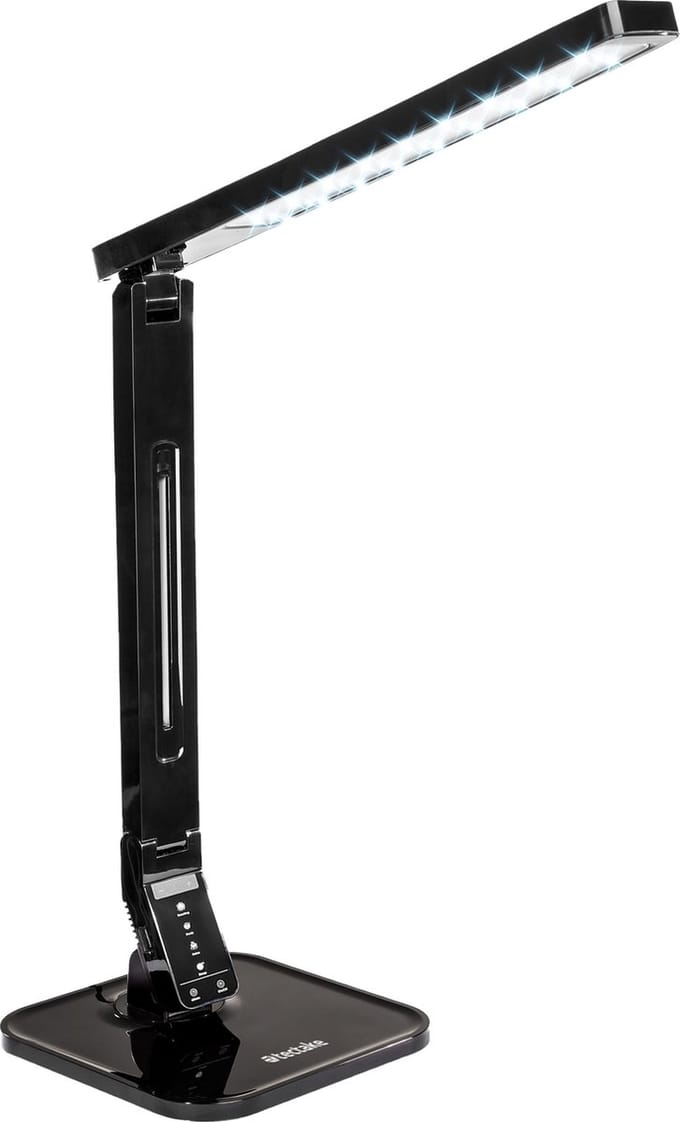 tectake® LED Bureaulamp - 14W - USB-Aansluiting voor Opladen van Tablets en Smartphones - Dimbaar - Timerfunctie - 4 Modusinstellingen - Zwart