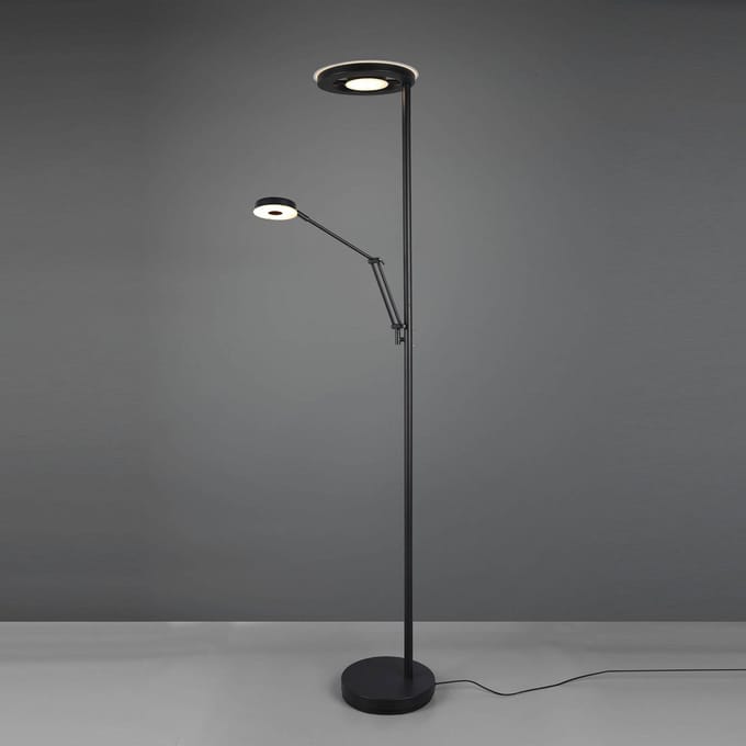 Trio Lighting LED uplighter Barrie met leeslampje zwart mat