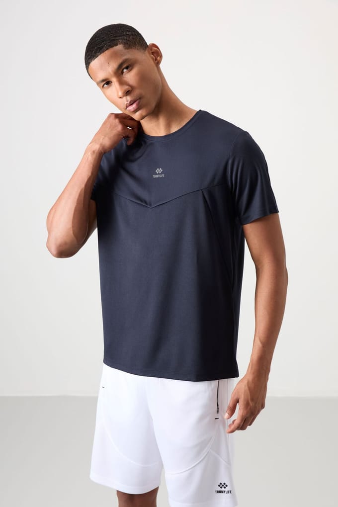 Heren Effen Polyester Ronde Hals T-shirt