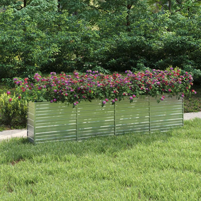 vidaXL - Plantenbak - verhoogd - 320x40x77 - cm - gegalvaniseerd - staal - zilver