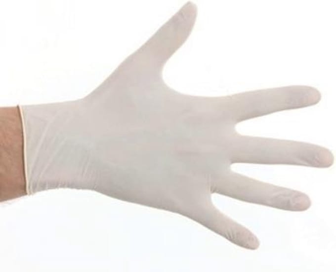 CMT latex handschoen, wit, poedervrij, 100 stuks M