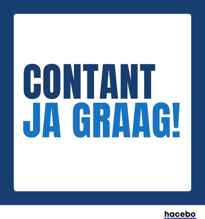 Contant Ja Graag Sticker - Betalen met contant geld - 10cm x 10cm