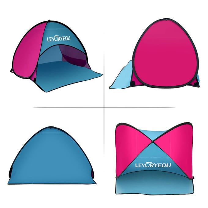 Meerkleurige mini-strandzonneschermluifel Instant buitenstrandtent met draagtas blauw