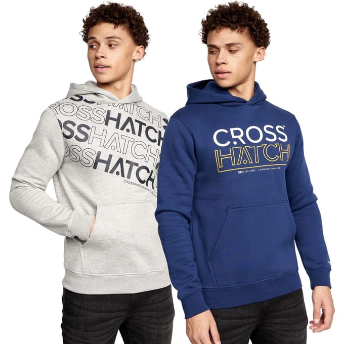 Crosshatch Heren Shardo Hoodie (Set van 2) (Marine / Grijze Mars)