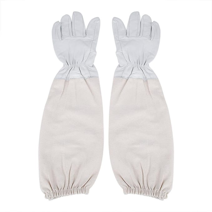 Gants de protection apiculture en peau de chèvre avec manches longues ventilées Outils apicoles white