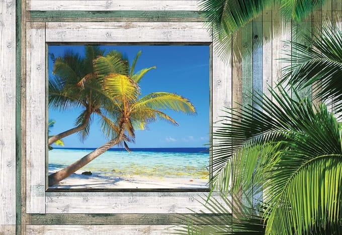 Fotobehang Beach Tropical View | XL - 208cm x 146cm | 130g/m2 Vlies