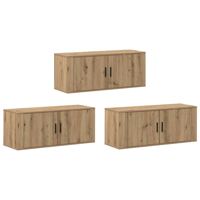 vidaXL Wandtv-kast Set 3 st Artisan Eiken Bewerkt hout