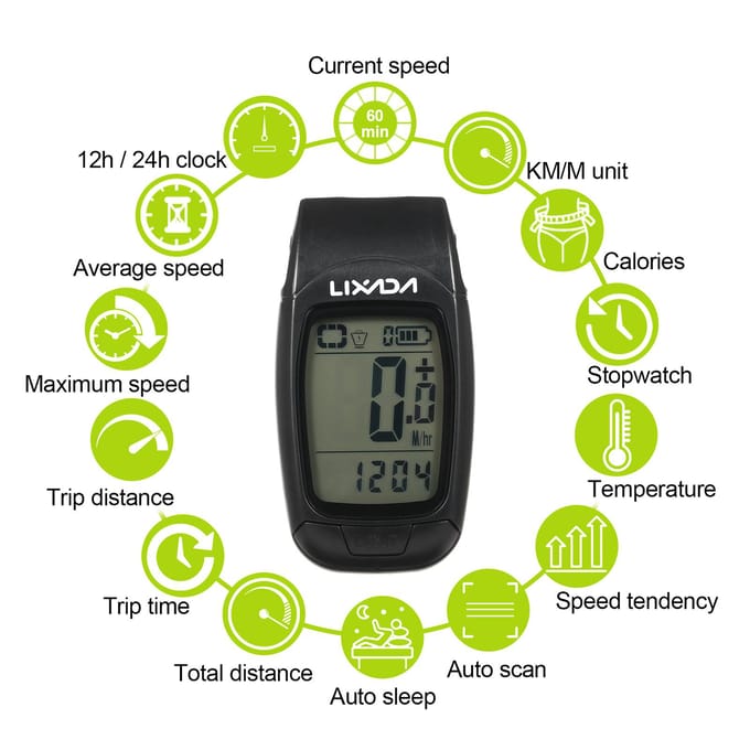 3-in-1 fietscomputer USB oplaadbare draadloze fietscomputer Fietssnelheidsmeter met LED-voorzijde wit