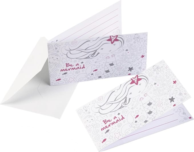 Amscan Uitnodigingen Zeemeermin 8 X 14 Cm Papier Wit 8 Stuks