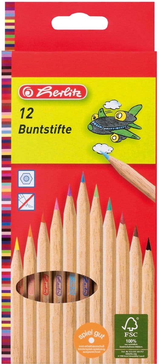 Herlitz kleurpotlood 6-kant natur 12er Hängescha