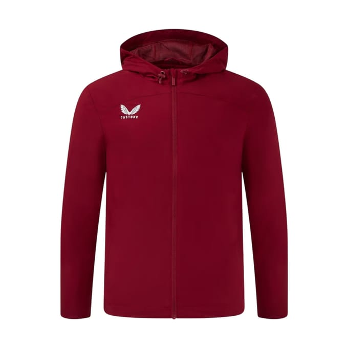 Castore Herenjack met logo en doorlopende ritssluiting (Rood fietsen)