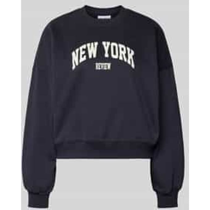 Sweatshirt met labelprint en ronde halslijn