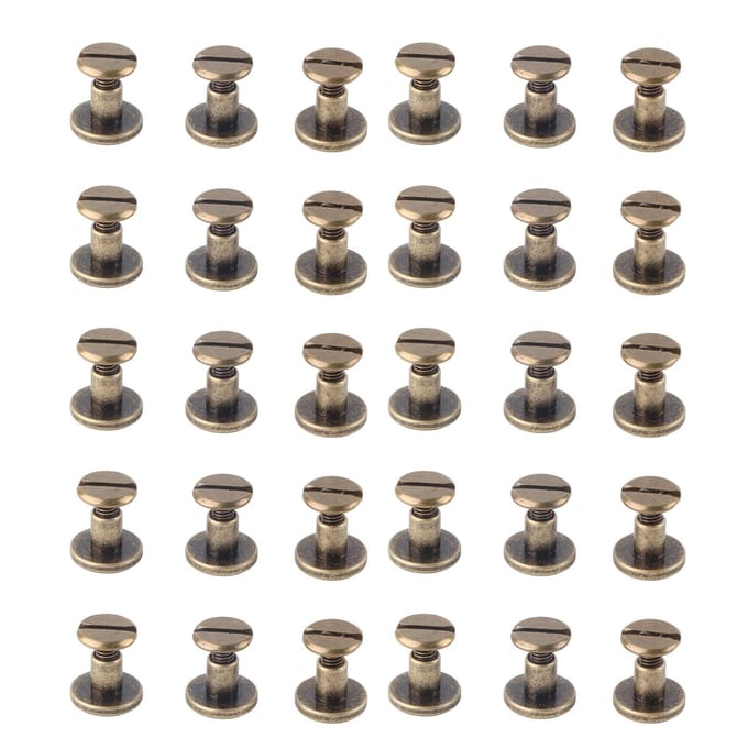 20 stuks Platkop Koper Messing Schroeven Moeren Spijkers Klinknagels Lederen Dop Accessoire (6.5mm) 5MM gray