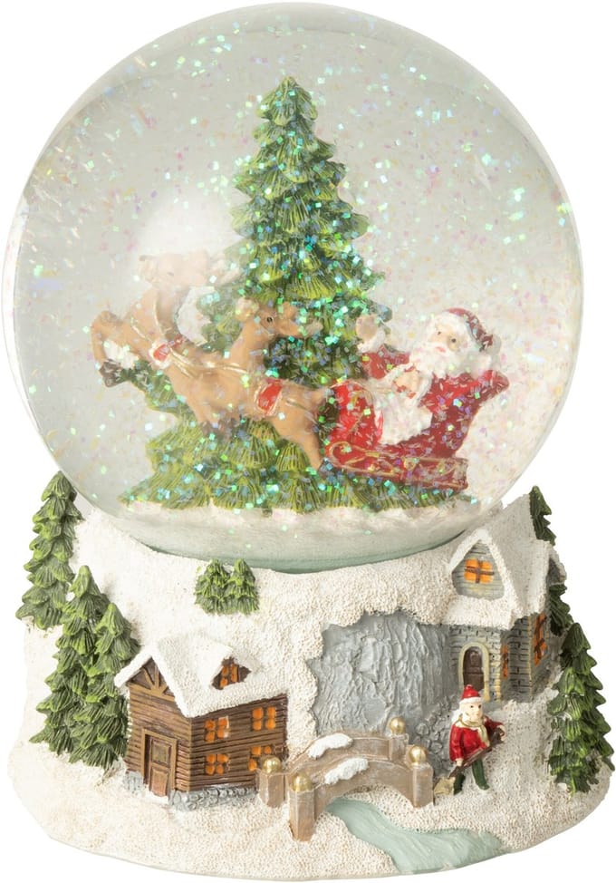 J-Line decoratie Waterbal Kerstman - polyresin - mix