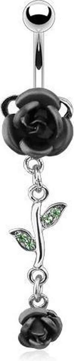 Navelpiercing dubbele roos - zwart - LMPiercings