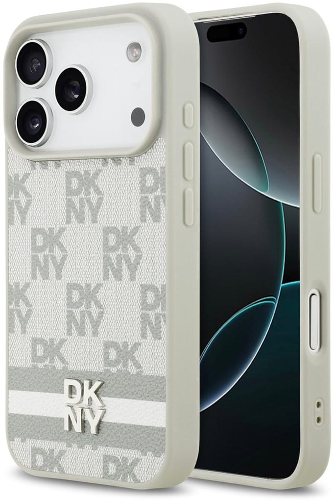 DKNY telefoonhoesje voor iPhone 17 Pro - stijlvol ruitdesign - Beige