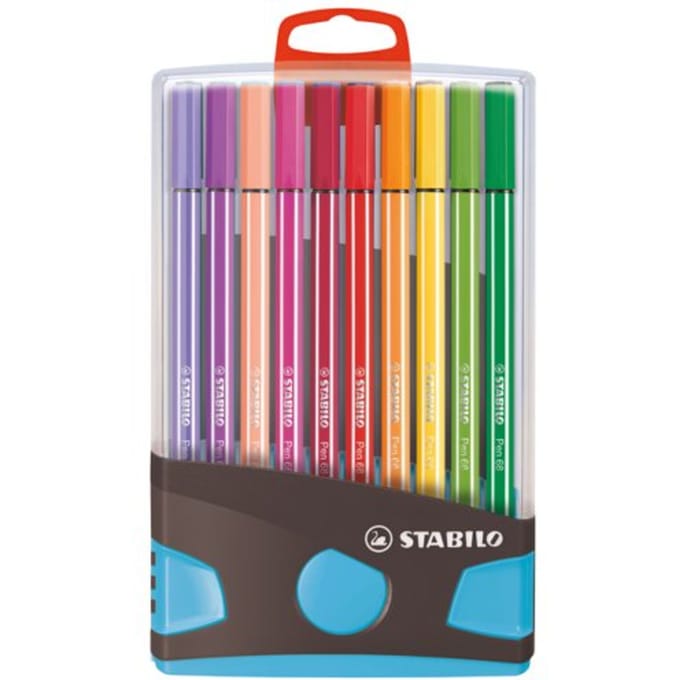 Viltstift  STABILO Pen 68/20 ColorParade in antr/turq etui M ass 20st
