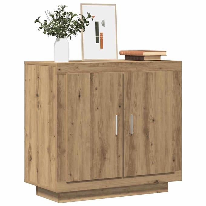 vidaXL - Dressoir - 80x40x75 - cm - bewerkt - hout - artisanaal - eikenkleur