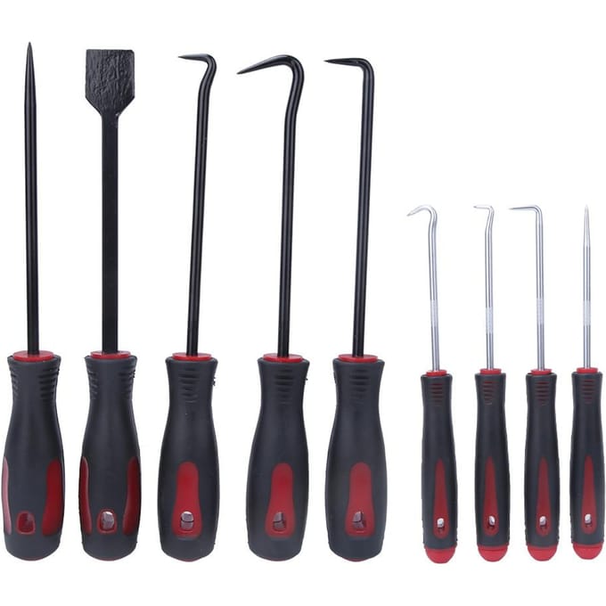 9 STUKS Precisie Schraper Haak Set Oliekeerring Trekker Pakking O-ring Slang Verwijdergereedschap black