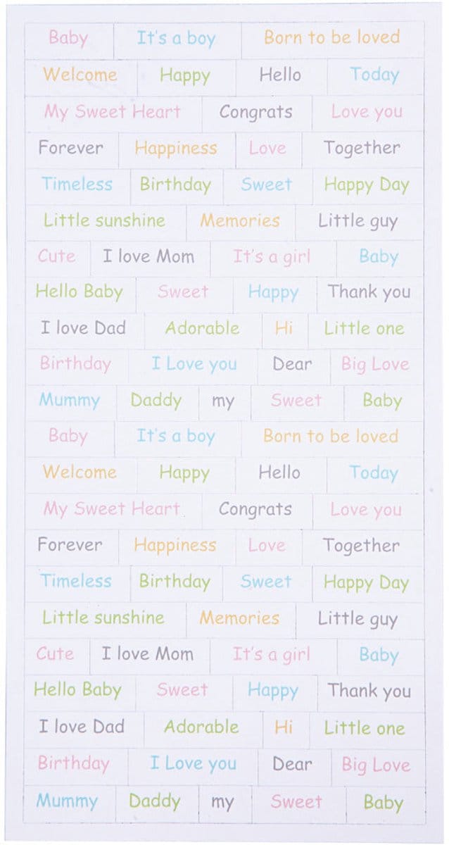 Stickers, baby, vel 12x23 cm, 2x84 stuk/ 1 doos