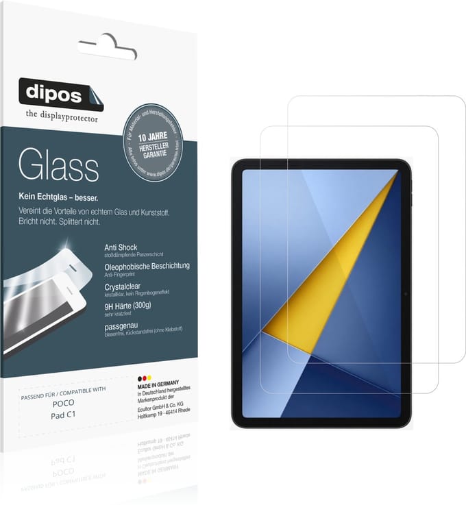dipos – 2x Pantserfolie geschikt voor POCO Pad C1 | 9H Screenprotector