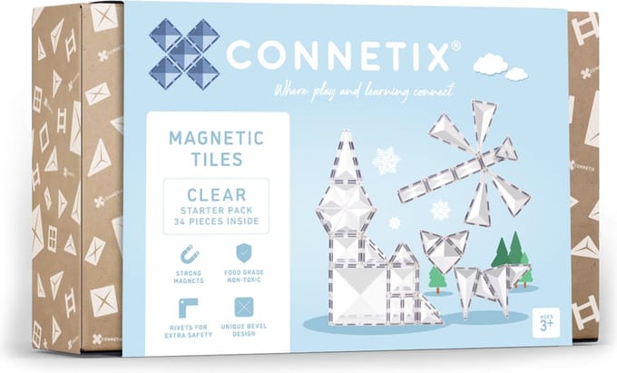 CONNETIX - Magnetisch Tegels - Transparante Startpakket - 34 Stuks - Magnetisch Speelgoed