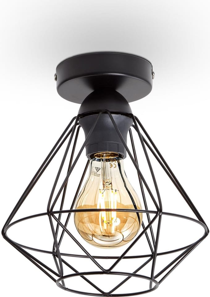 B.K.Licht - Industriële Plafondlamp - zwart - metaal - Ø22cm - excl. E27 lichtbron