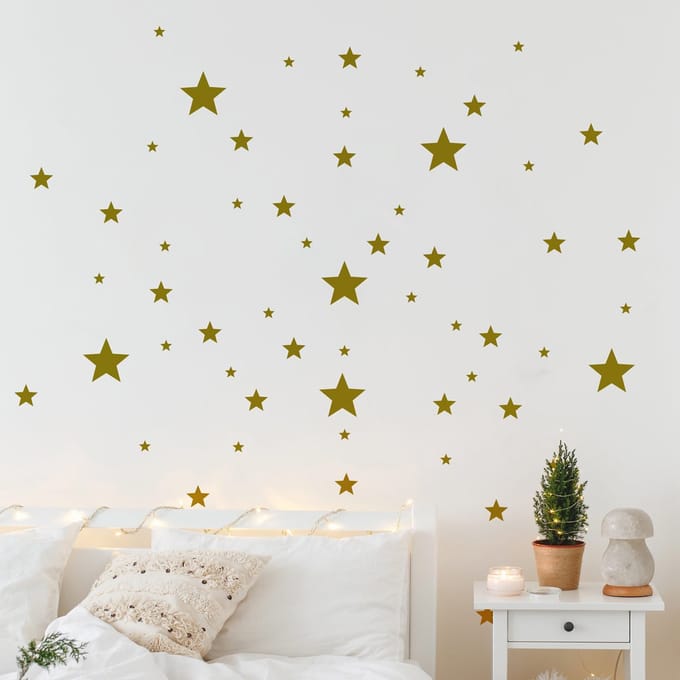 Set van 130 sterrenstickers - 75x140cm - goud - kerststickers - feestdecoraties