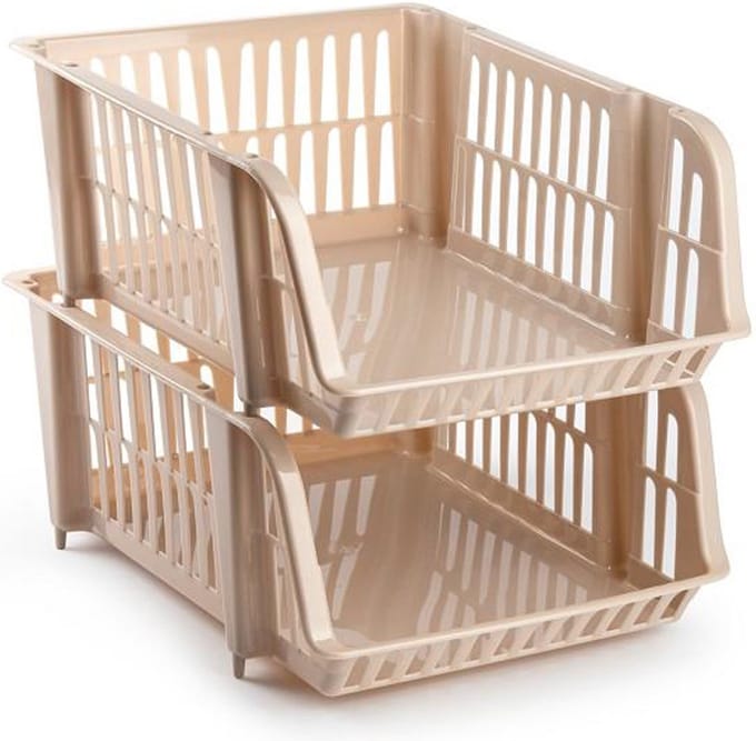 Plasticforte Stapelbare opbergmand - Beige - 16L - kunststof - 38 x 28 x 15 cm