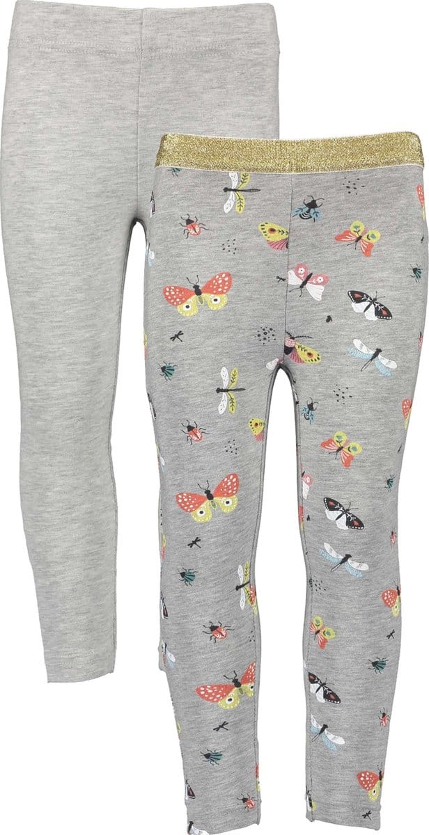 Blue Seven - Leggings - 2pack - Grijs met vlinders - Grijs - 116