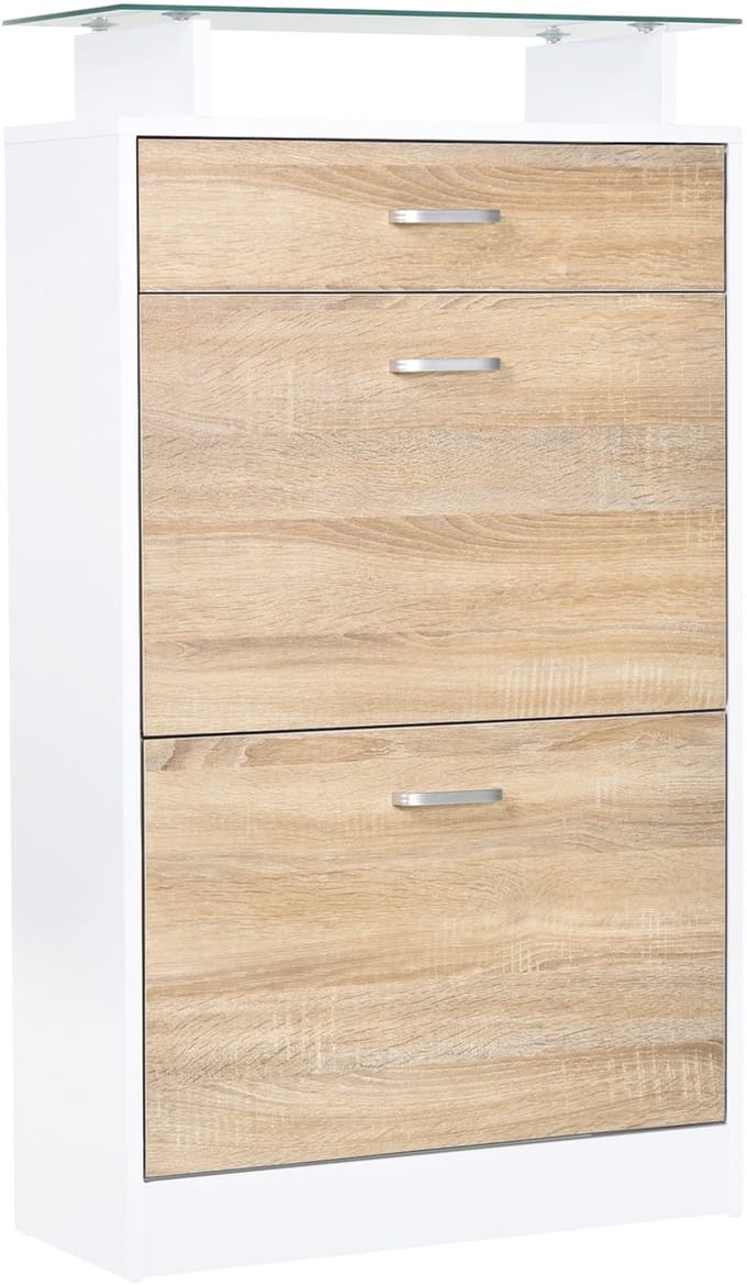 HOMCOM-Klapbare schoenenkast-Hout-60x24x105cm-Beige