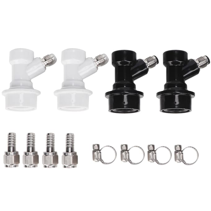 4 STUKS Schroefdraad Kogelvergrendeling Keg Fittingen Plastic Connector met Adapter Klem black