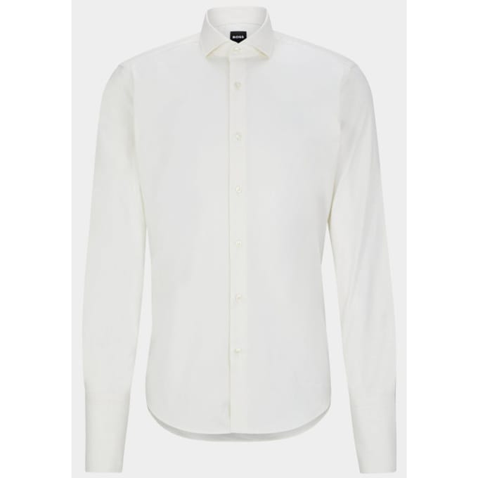 BOSS Joe regular fit smoking overhemd - twill - wit - Strijkvriendelijk - Boordmaat: 44