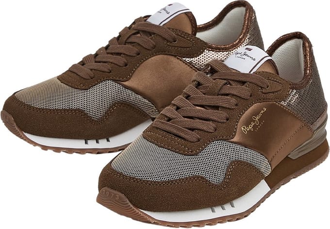 Pepe Jeans - Dames Sneakers - Veters - Bruin - Logo