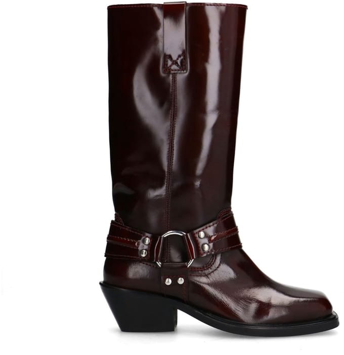 Sacha - Dames - Burgundy leren biker boots - Maat 36