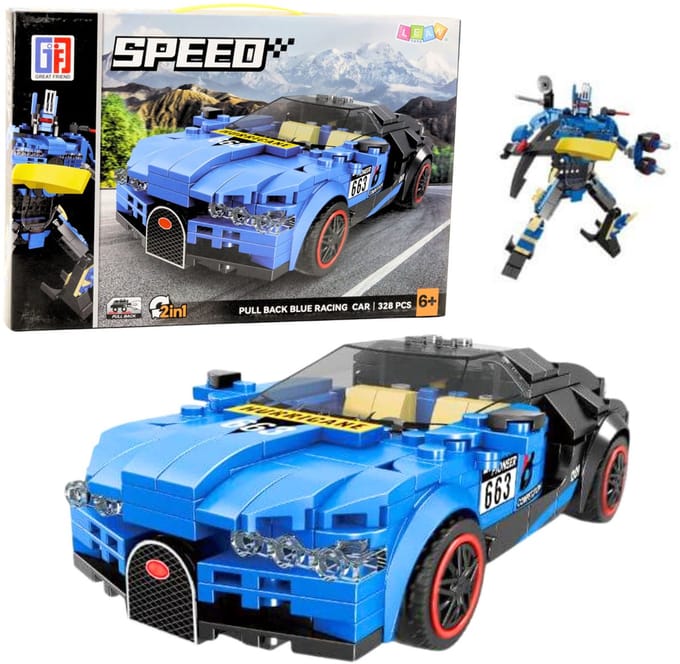 Robotauto 2in1 Hurricane Blue bouwstenen 328 st.