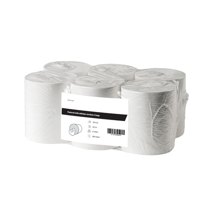 Poetsrol mini coreless cellulose 1-laags