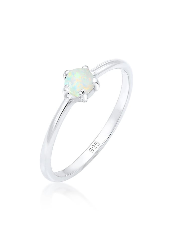 Elli Dames Ring Dames Band Basis Geo met Synthetische Opaal in 925 Sterling Zilver